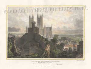 'VIEW OF THE CATHEDRAL &c. OF LINCOLN, FROM THE KEEP OF THE CASTLE ’ by W. H. Bartlett / J. Le Keux c.1829