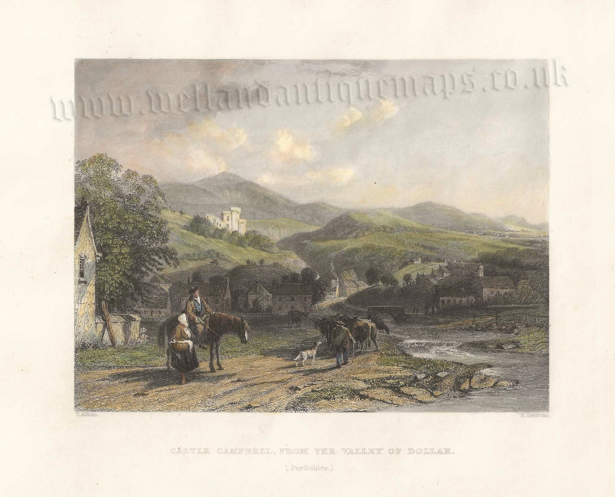 'CASTLE CAMPBELL, FROM THE VALLEY OF DOLLAR. (Perthshire) by Thomas Allom / H. Griffiths c.1836 / 1841