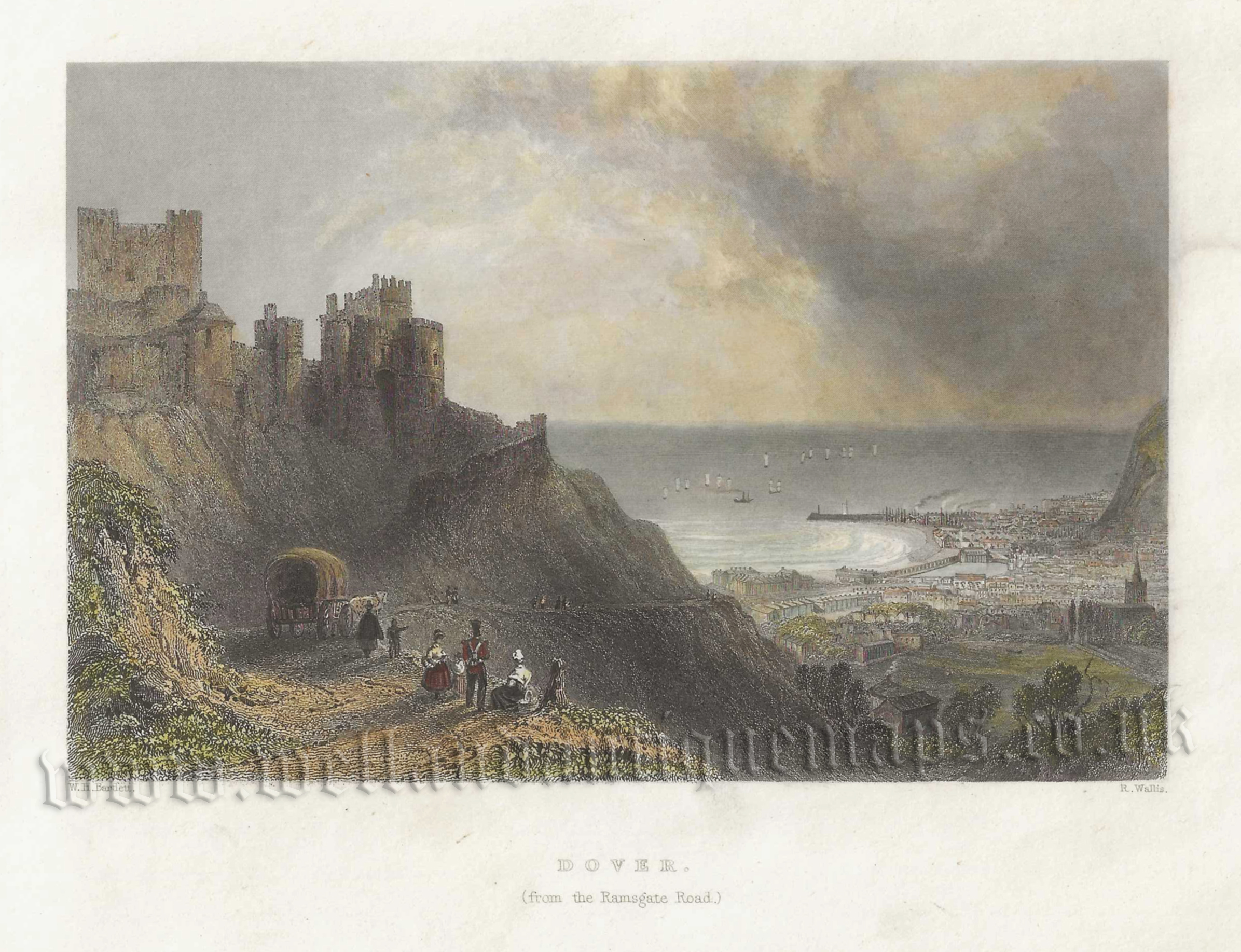 'DOVER. (from the Ramsgate Road)' by W. H. Bartlett / R. Wallis c.1841