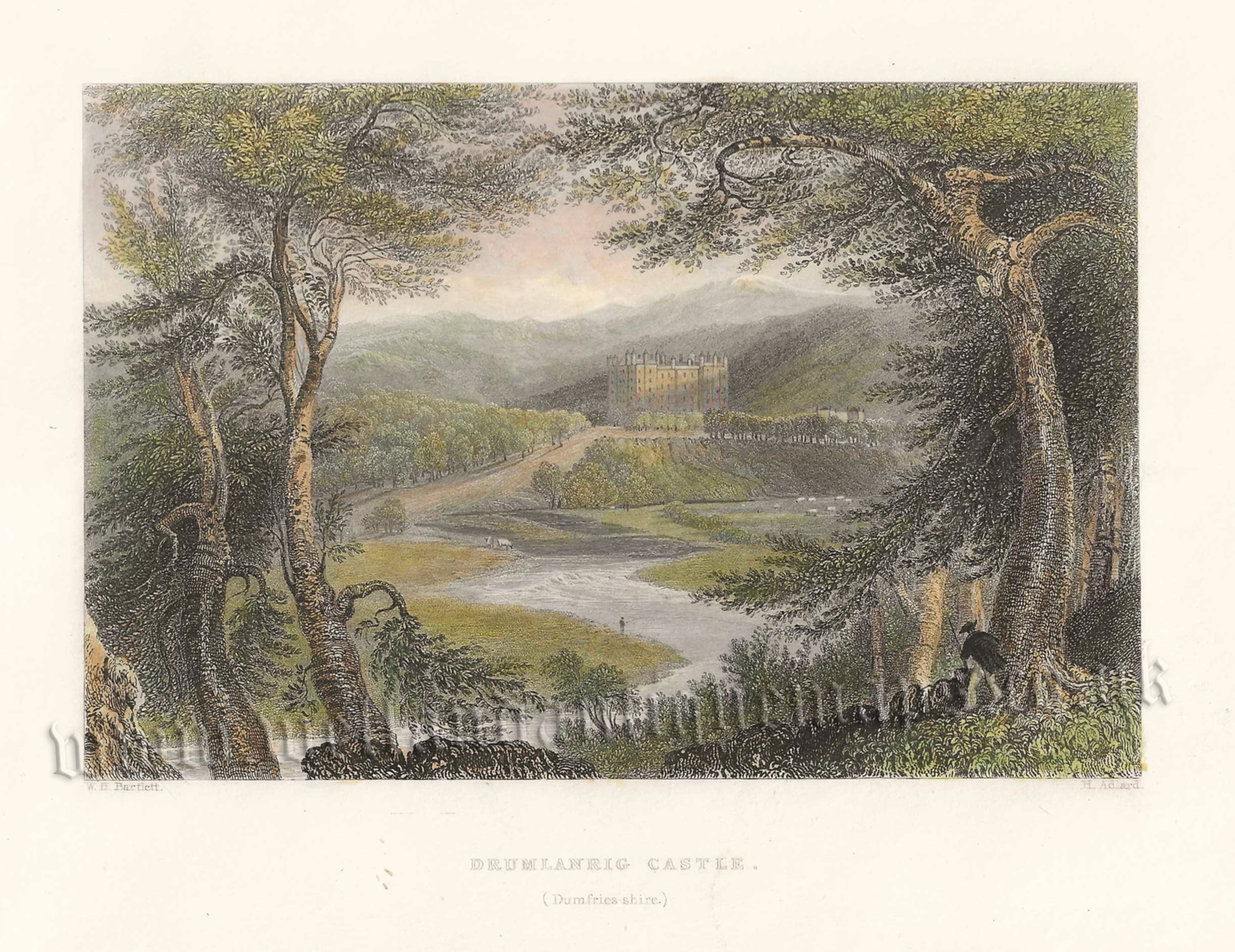 'DRUMLANRIG CASTLE. (Dumfries-shire)' by W. H. Bartlett / H. Adlard c.1837 / 1842