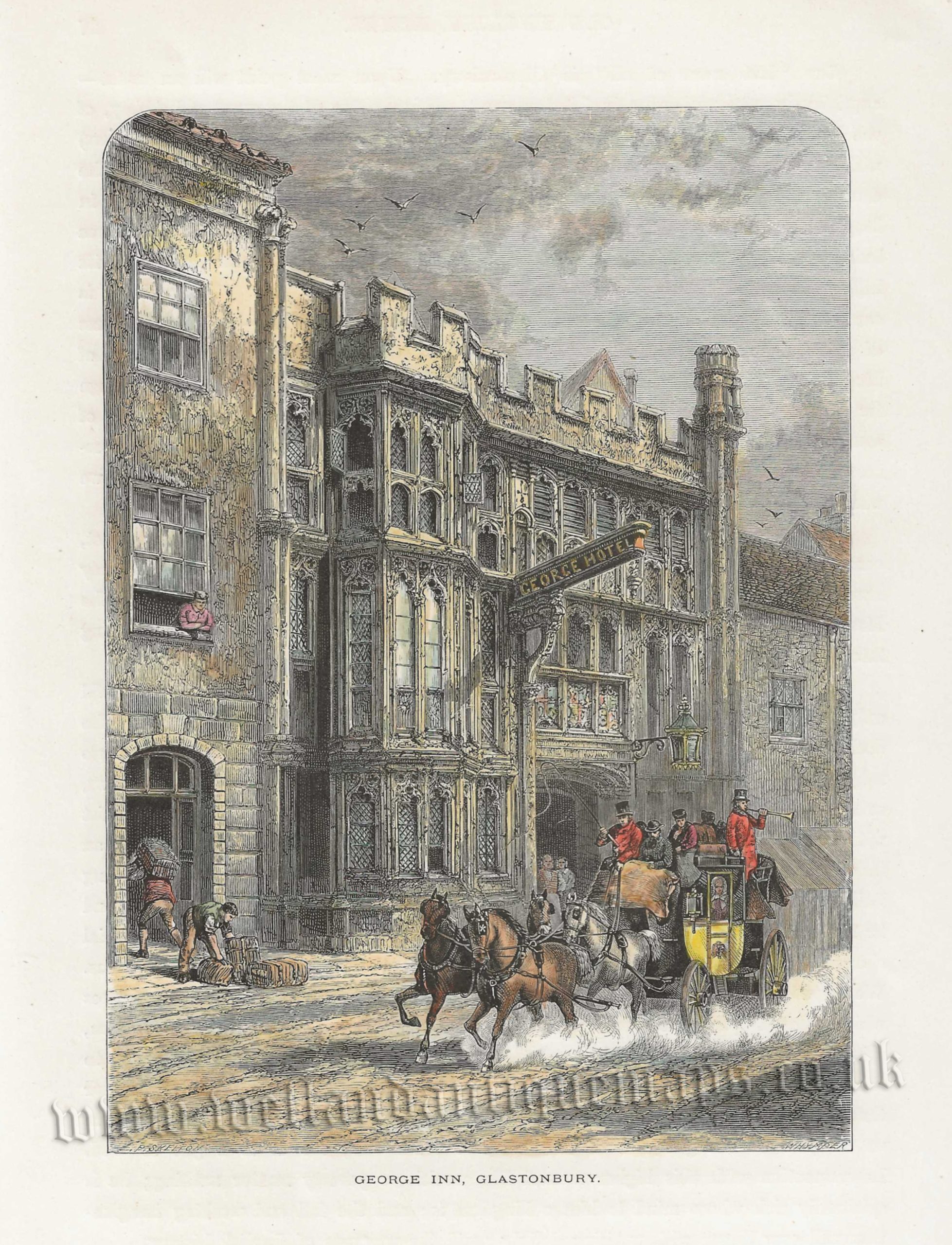 'GEORGE INN, GLASTONBURY.' (Somerset) from ‘Picturesque Europe’ c.1875