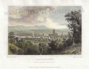 ‘GLOUCESTER FROM ROBIN’S WOOD HILL’ by W. Bartlett / S. Lacey c.1830