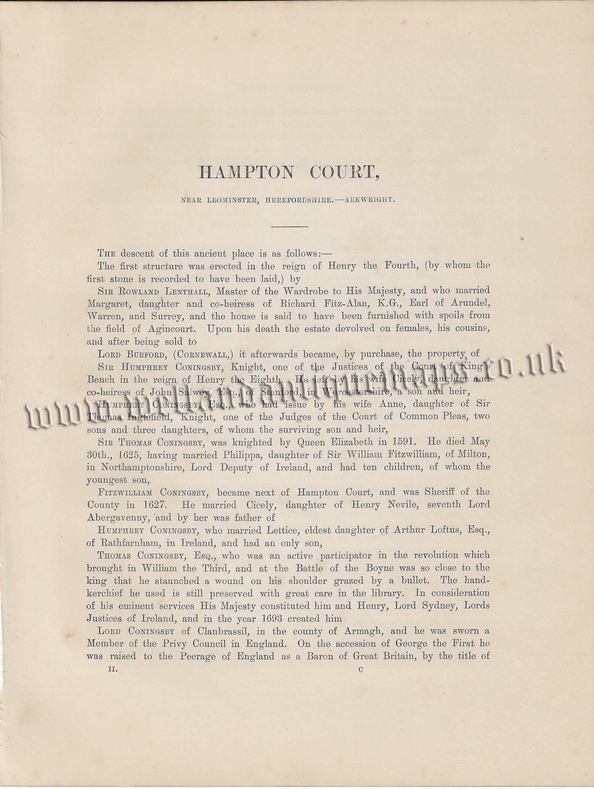 ‘HAMPTON COURT’ (Herefordshire) by A. F. Lydon / B. Fawcett / F. O. Morris c.1864-1880. - Image 2