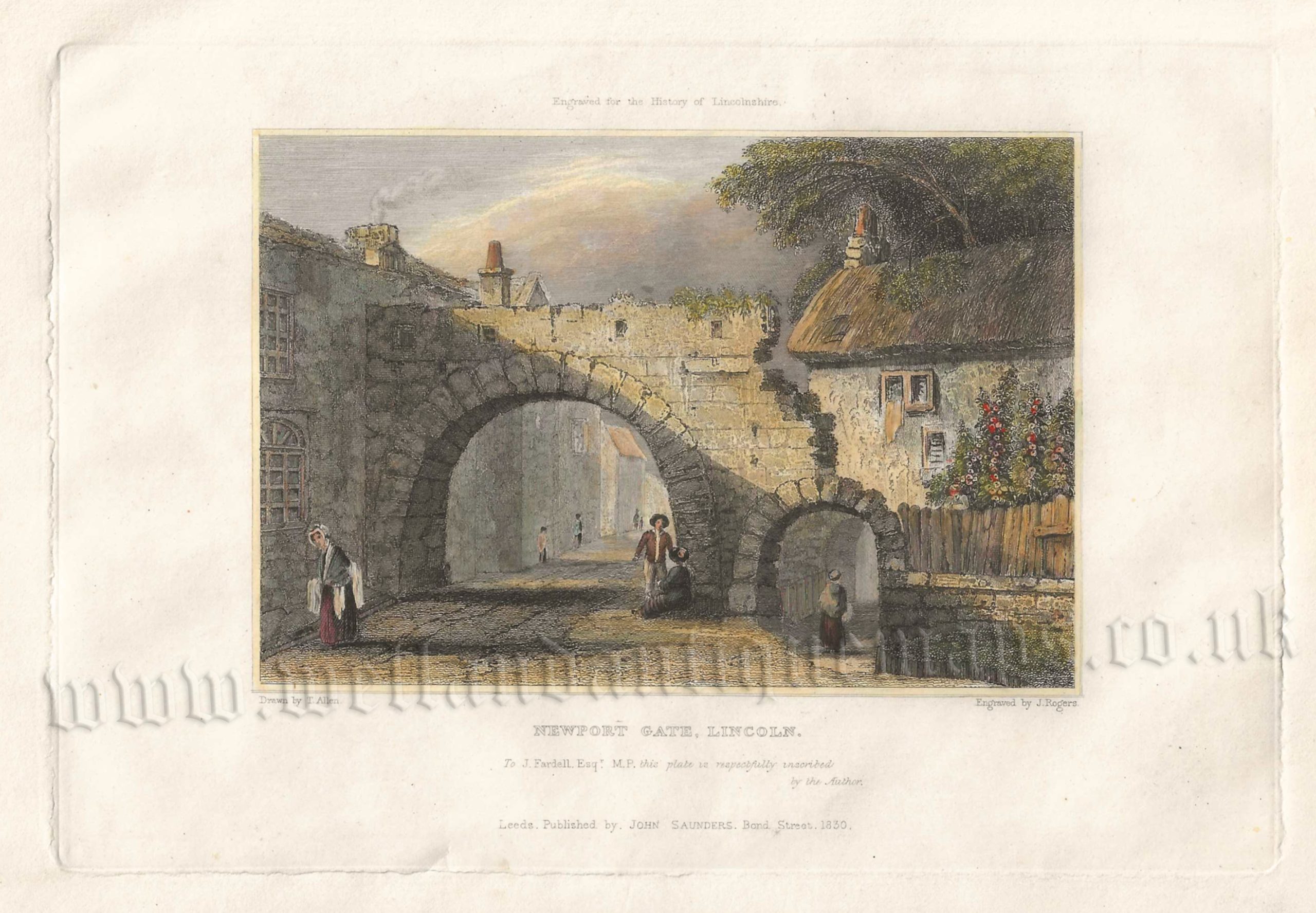 'NEWPORT ARCH, LINCOLN.' by T. Allen / J. Rogers c.1830 / 1834