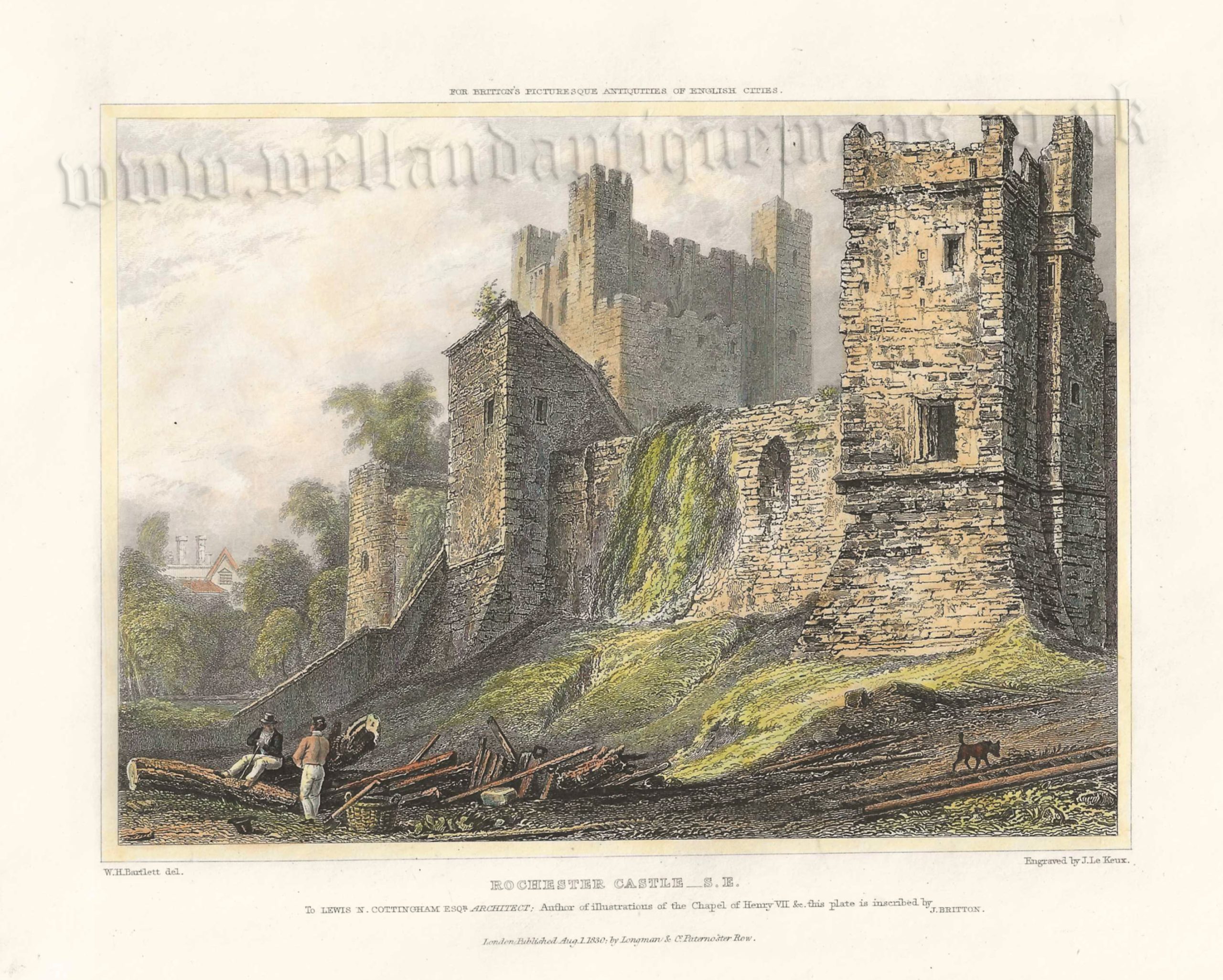 'ROCHESTER CASTLE _ S. E.' by W. H. Bartlett / J. Le Keux c.1830