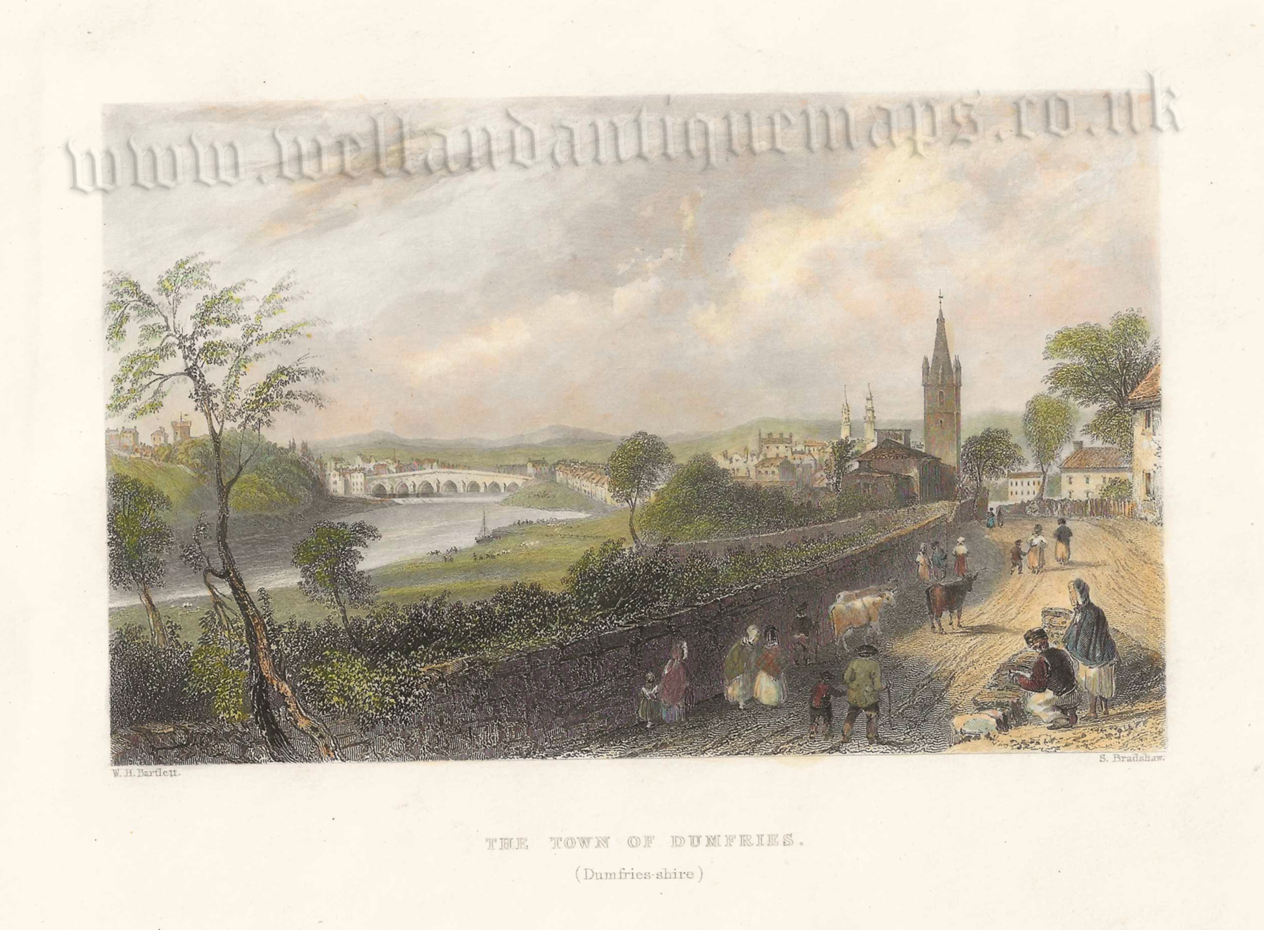 ‘THE TOWN OF DUMFRIES. (Dumfries-shire)’ by W. H. Bartlett / S. Bradshaw c.1837