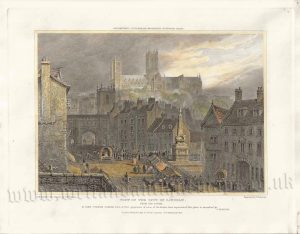 'VIEW OF THE CITY OF LINCOLN, FROM THE SOUTH.' by W. H. Bartlett / T. M. Baynes / J. Le Keux c.1829