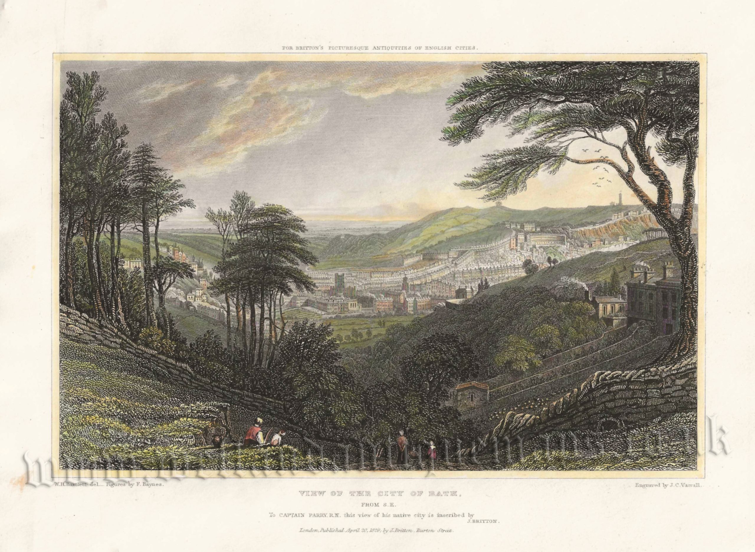 'VIEW OF THE CITY OF BATH, FROM S.E.’ by W. H. Bartlett / J. C. Varrall c.1830