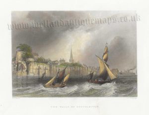 ‘THE WALLS OF SOUTHAMPTON.’ by W. H. Bartlett / J. C. Armytage c.1841