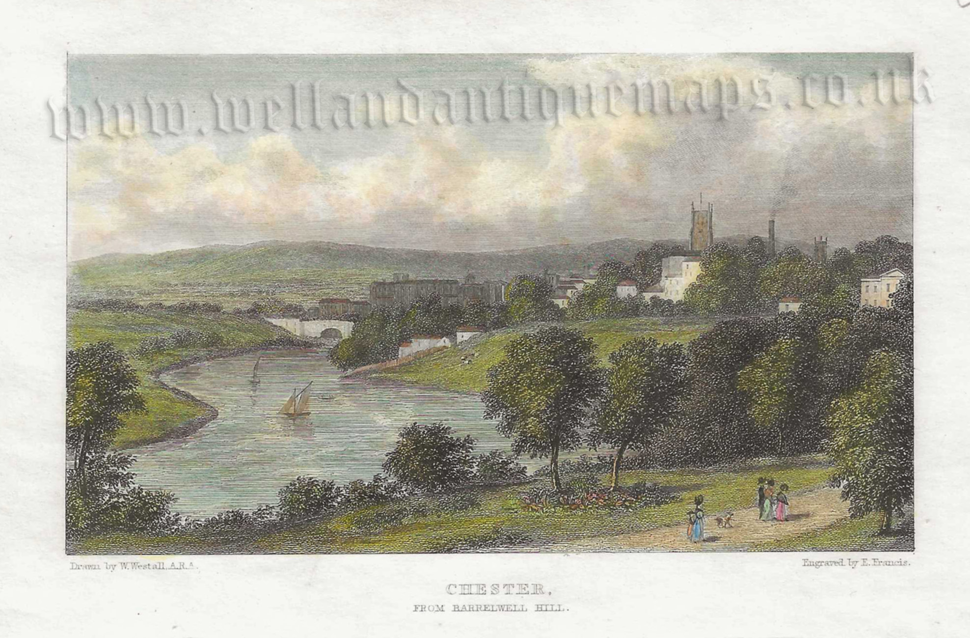'CHESTER, FROM BARRELWELL HILL.' by W. Westall A.R.A. and E. Francis c.1830