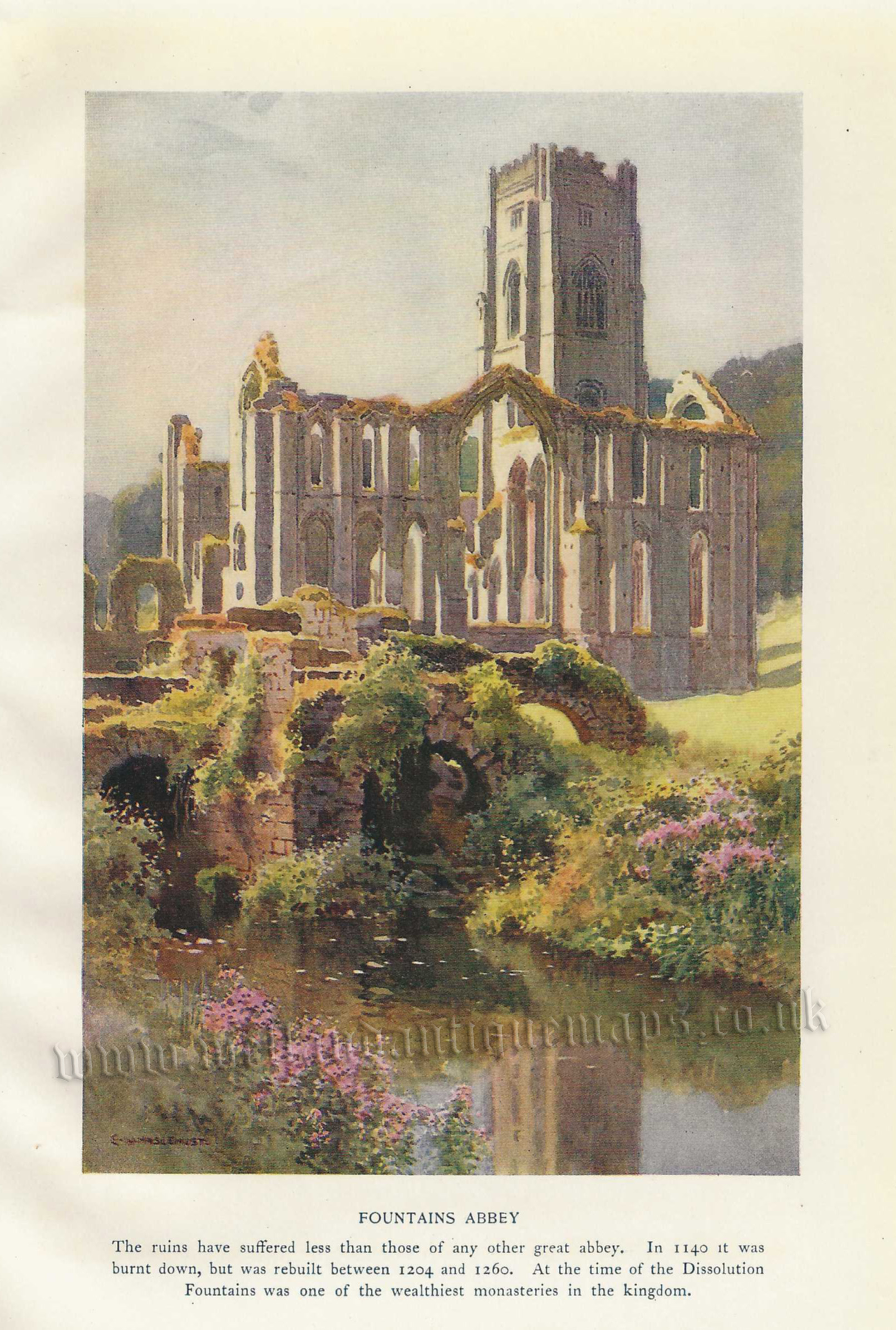 ‘FOUNTAINS ABBEY’ by E. W. Haslehust c.1920-1940s
