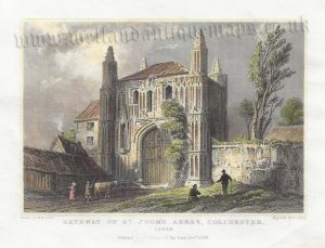 'GATEWAY OF ST. JOHN'S ABBEY, COLCHESTER. ESSEX.' by W. Bartlett / S. Lacey c.1831