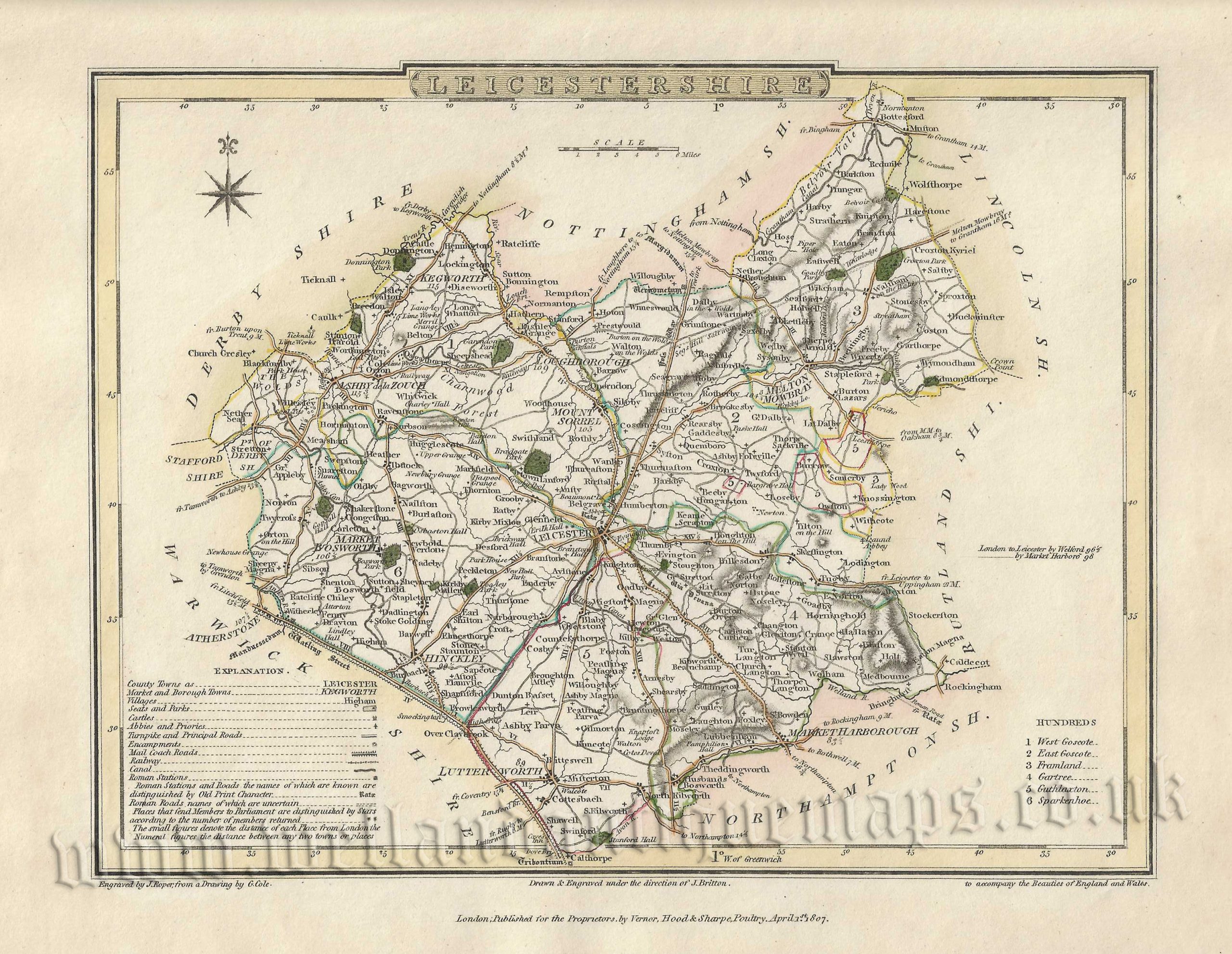 'LEICESTERSHIRE' by G. Cole & J. Roper c.1807