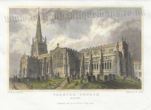 'THAXTED CHURCH, ESSEX.' by W. Bartlett / R. Sands c.1831