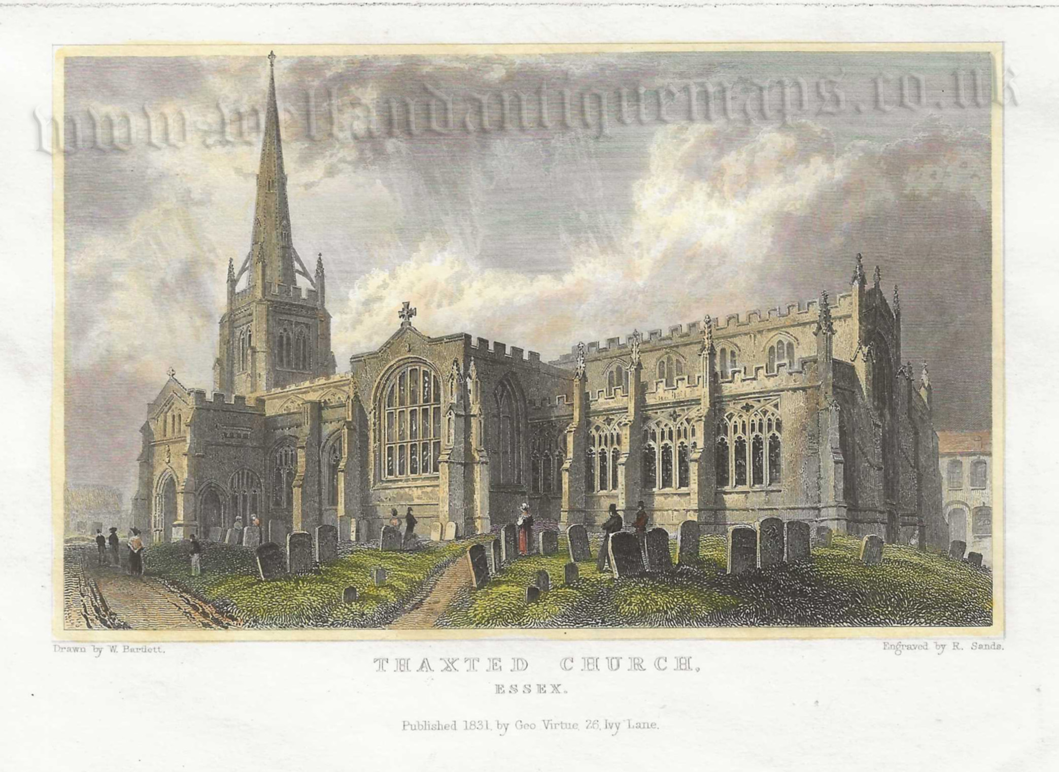 'THAXTED CHURCH, ESSEX.' by W. Bartlett / R. Sands c.1831