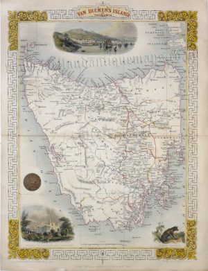 'VAN DIEMEN'S ISLAND OR TASMANIA.' by J. Rapkin / J. Tallis c.1849