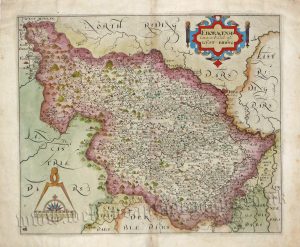 'EBORACENSIS Comitatus pars Occidentalis vulgo WEST RIDING' (Yorkshire) by Saxton / Hole c.1637