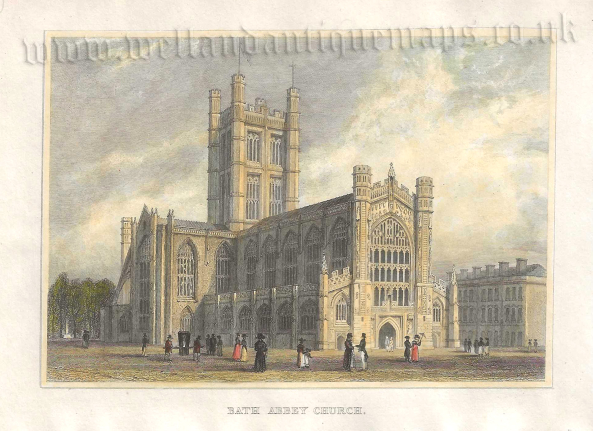 'BATH ABBEY CHURCH.' by William H. Bartlett / H. Adlard c.1829