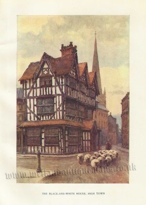 'THE BLACK-AND-WHITE HOUSE, HIGH TOWN' (Old House, Hereford) by E. W. Haslehust c.1913