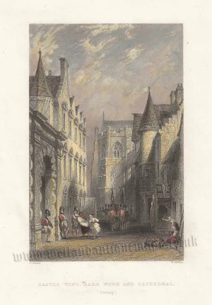 CASTLE WIND, MARS WORK AND CATHEDRAL.’ (Castle Wynd, Mars Wark & Holy Rude) by T. Allom / W. Deeble c.1836 / 1837