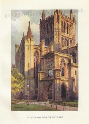 'THE CATHEDRAL FROM THE NORTH-WEST' (Hereford) by E. W. Haslehust c.1913