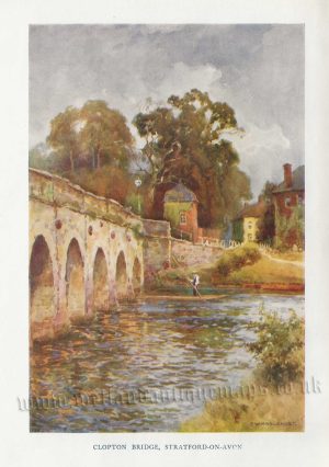 'CLOPTON BRIDGE, STRATFORD-ON-AVON' (Warwickshire) by E. W. Haslehust c.1910-1940s
