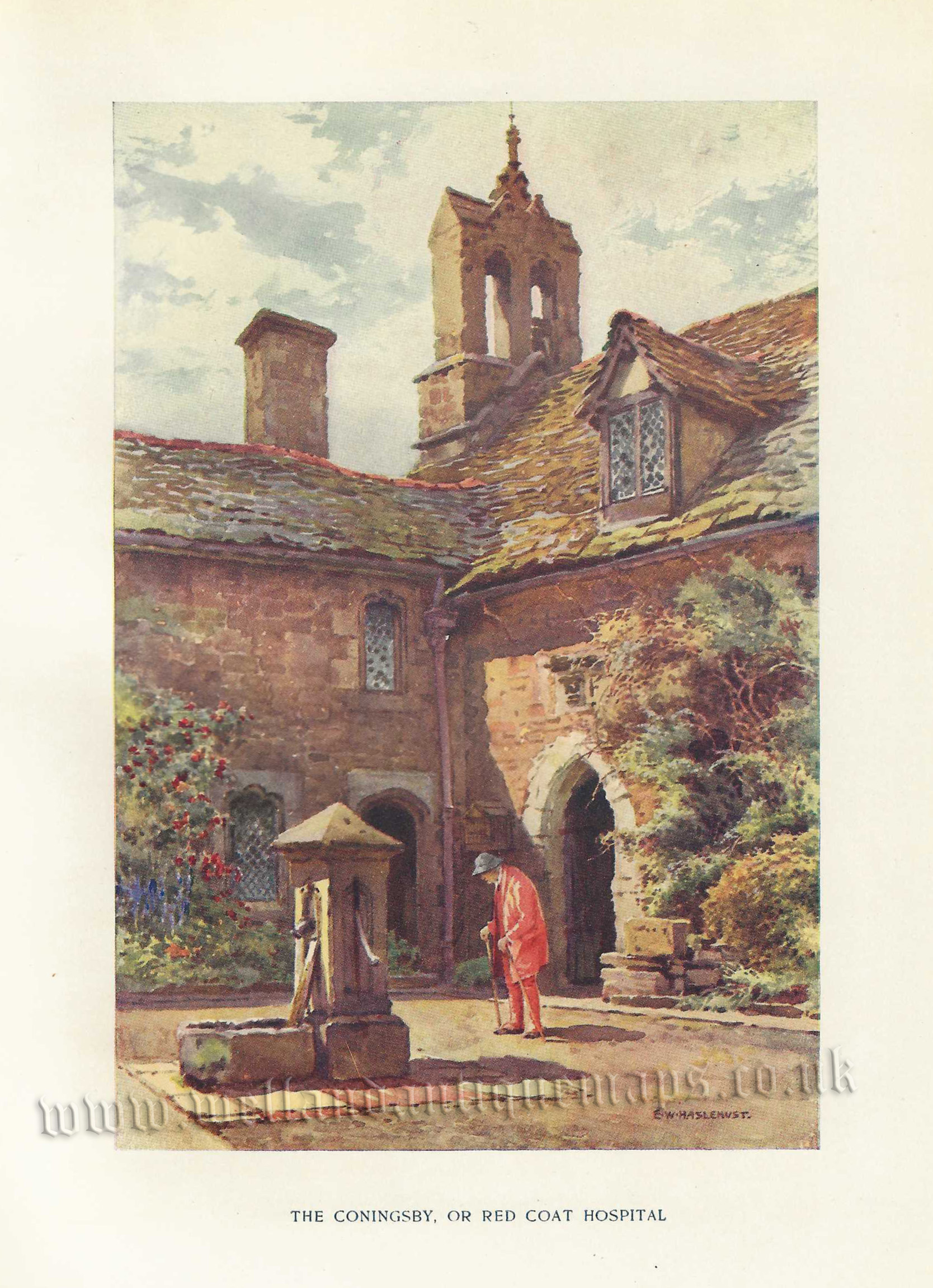 'THE CONINGSBY, OR RED COAT HOSPITAL' St. John Museum, Hereford) by E. W. Haslehust c.1913