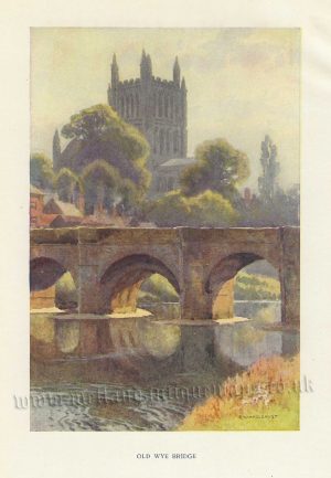 'OLD WYE BRIDGE' (Hereford) by E. W. Haslehust c.1913