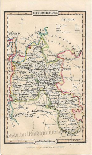'OXFORDSHIRE.' (with Triangular Distance Table & Text) by James Pigot (‘Miniature Pigot’) c.1841