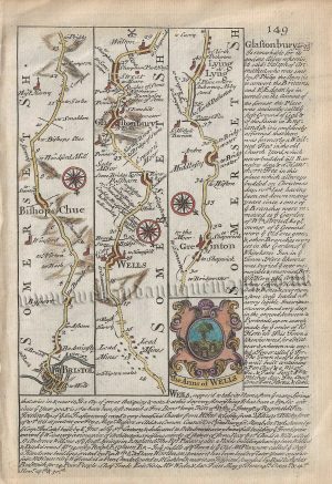 Page 149 & 150: The Road from Bristol to Exeter (via Wells & Taunton) by J. Owen & E. Bowen c.1736