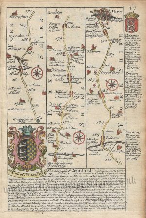 Page 17 & 18: The Road from Wentbridge to Northallerton via York by J. Owen & E. Bowen c.1720-1764