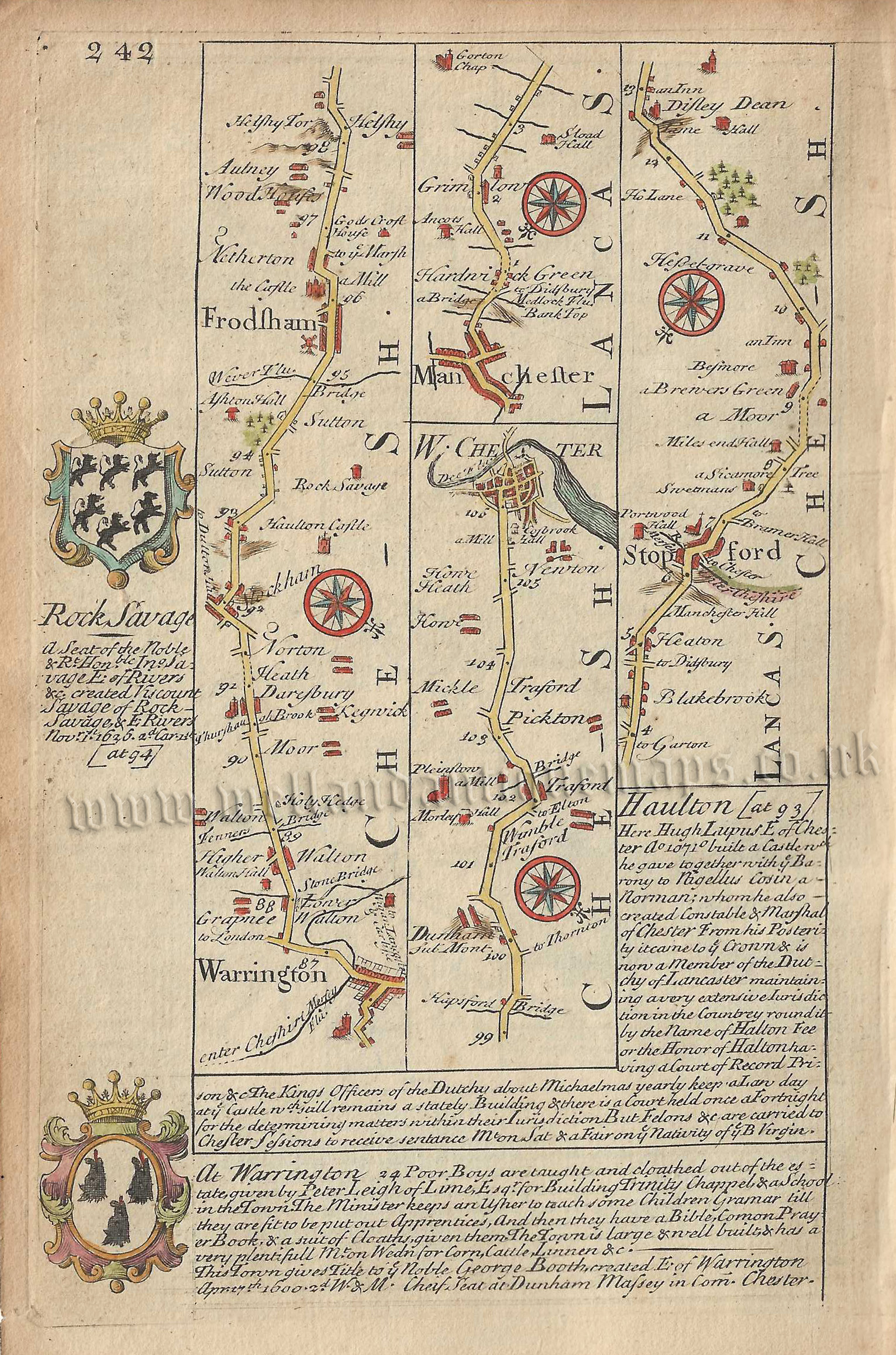 Page 241 & 242: Manchester to Chester & Stopford by J. Owen & E. Bowen c.1720-1764 - Image 2