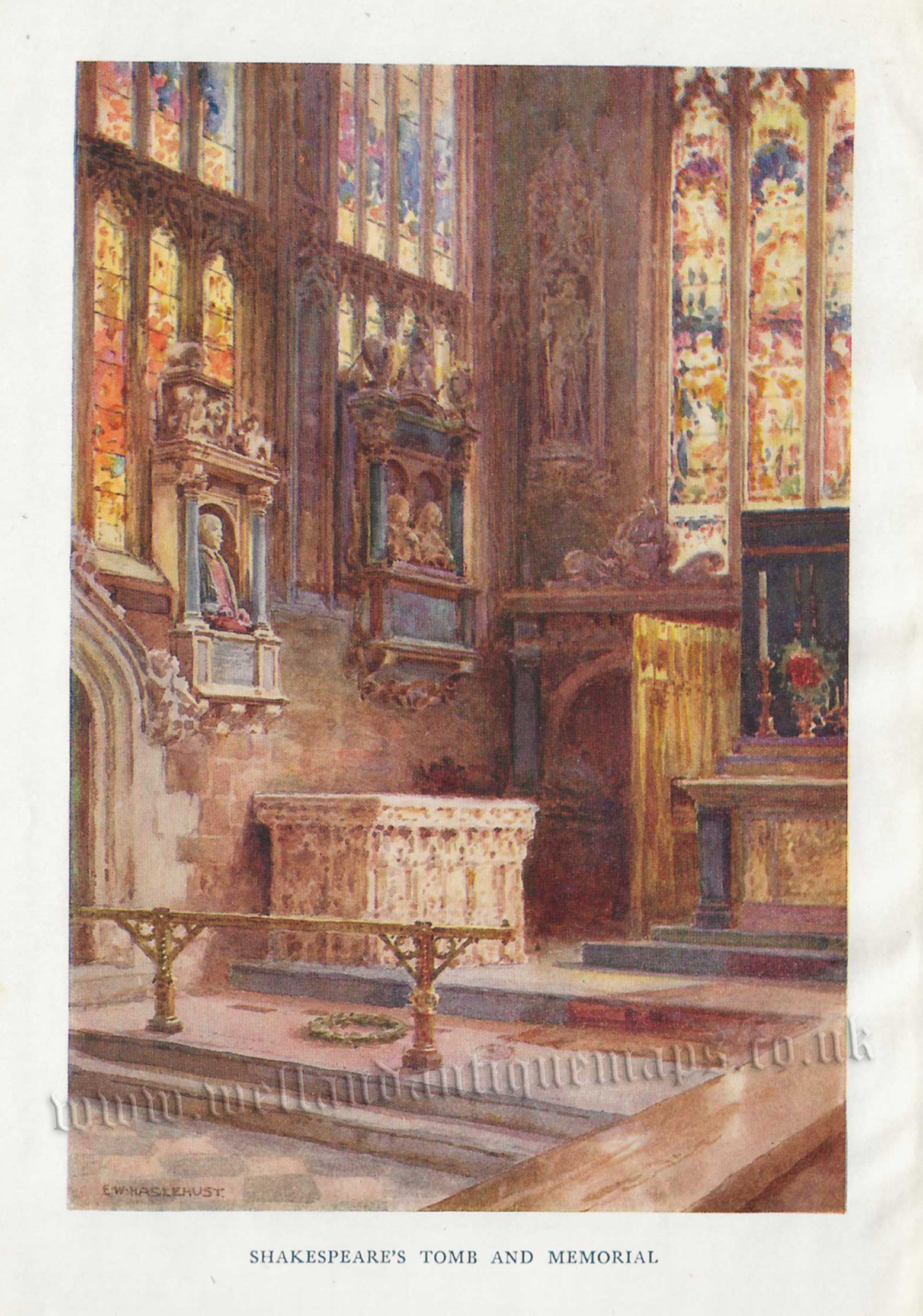 'SHAKESPEARE'S TOMB AND MEMORIAL' (Stratford-upon-Avon) by E. W. Haslehust c.1910-1940s