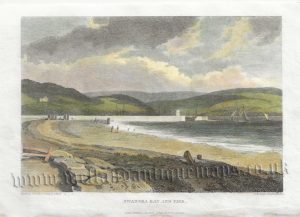 SWANSEA BAY AND PIER.’ (Glamorgan, Wales) by A. Wilson / Scott c.1812 (Beauties of England & Wales)