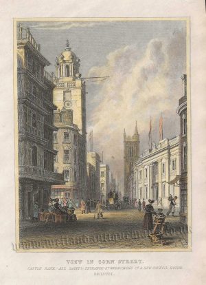 ‘VIEW IN CORN STREET.’ (Bristol) by J. Britton c.1829