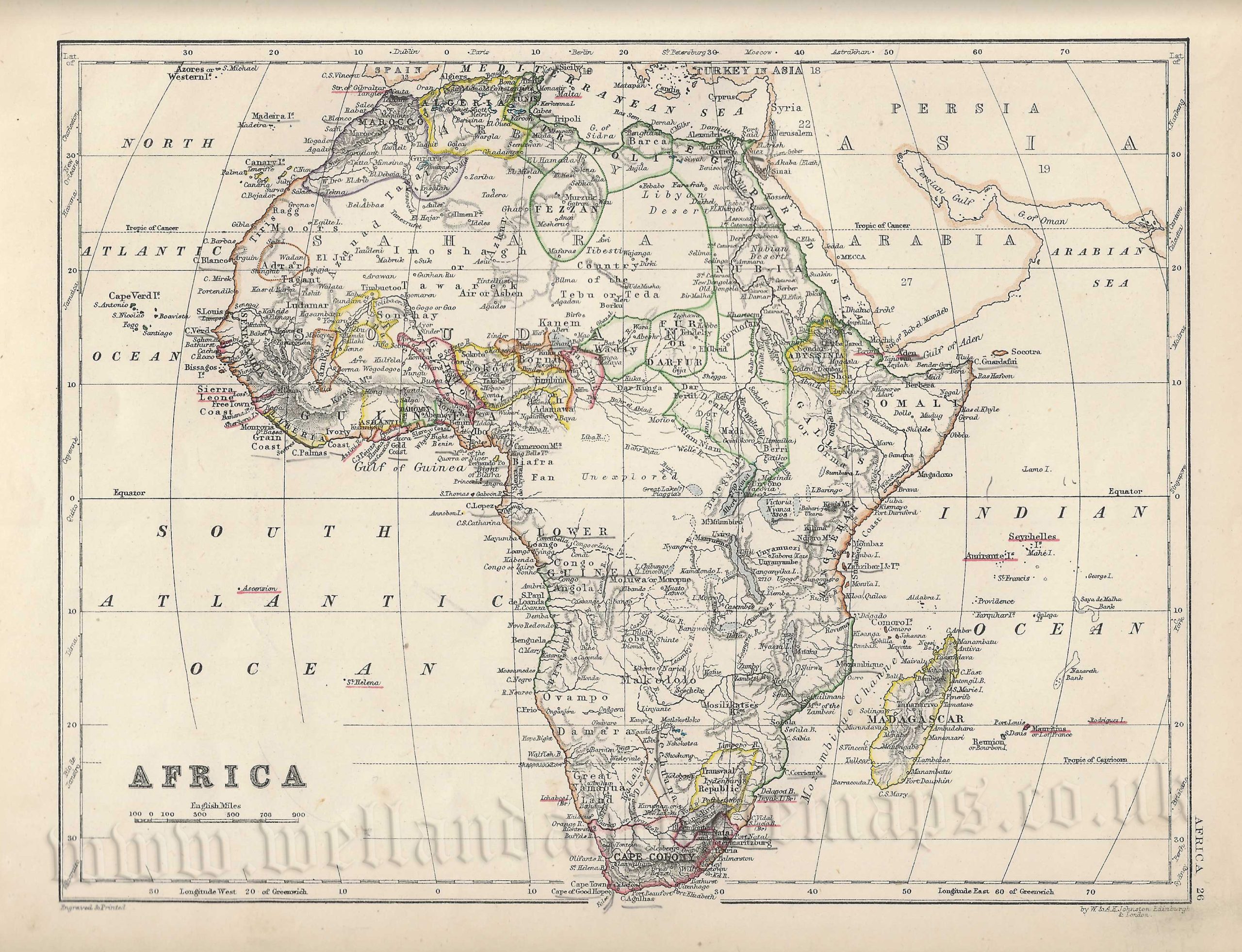 'AFRICA' by W. & A. K. Johnston c.1877
