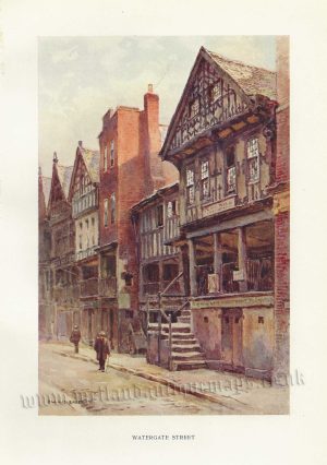 'WATERGATE STREET' (Chester, Cheshire) by E. W. Haslehust c.1911